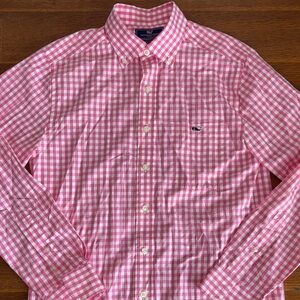 Vineyard Vines Men's Pink Gingham Shirt